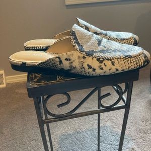 Nine West mules with faux snakeskin